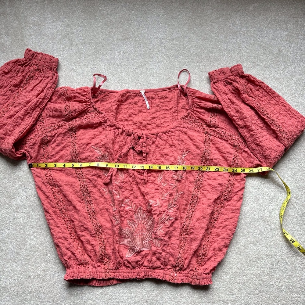 Free People Maria Embroidered Lace Inset Boho Top - Picture 7 of 11